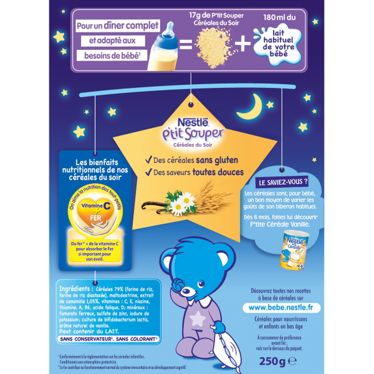 Bột pha sữa Nestle 4M+ vị Vani 250g - mặt trái