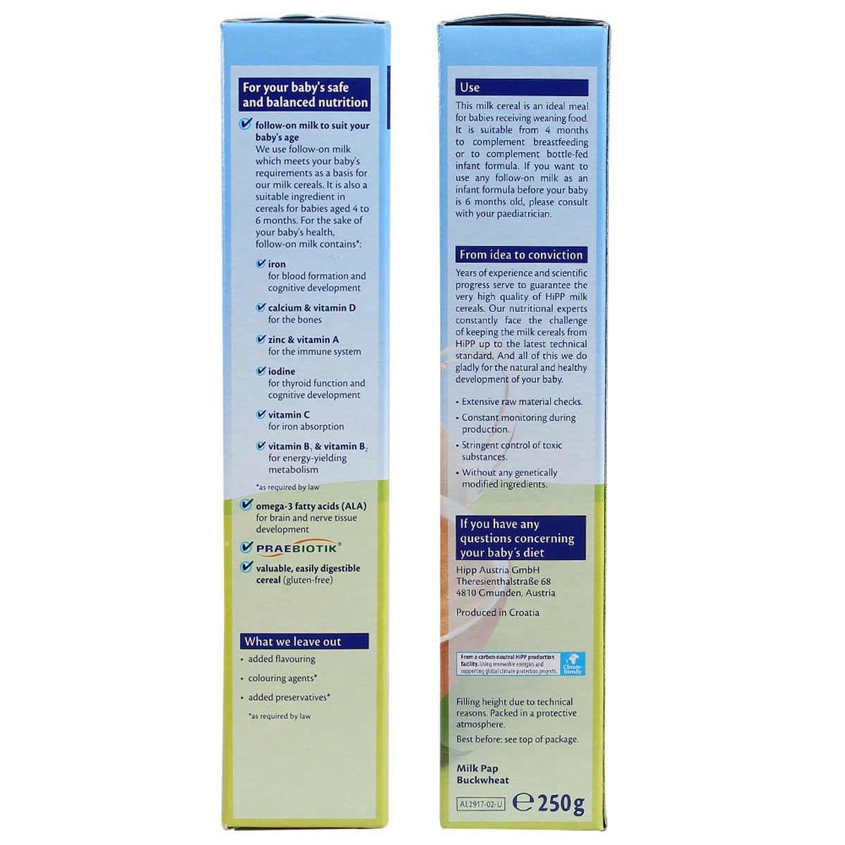 Bột ăn dặm HiPP kiều mạch cho bé 4M+ 250g - mặt phải