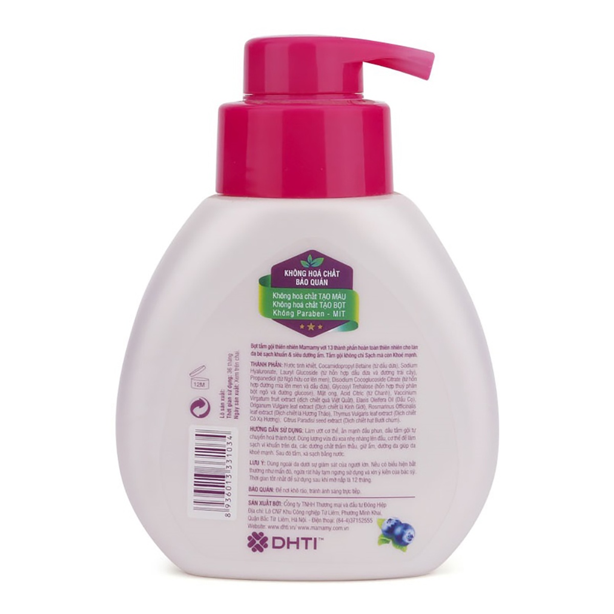 Bọt tắm gội Mamamy Blueberry 400ml - mặt trái