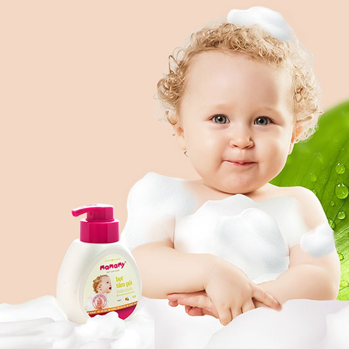 Bọt tắm gội Mamamy Raspberry 400ml - mặt phải