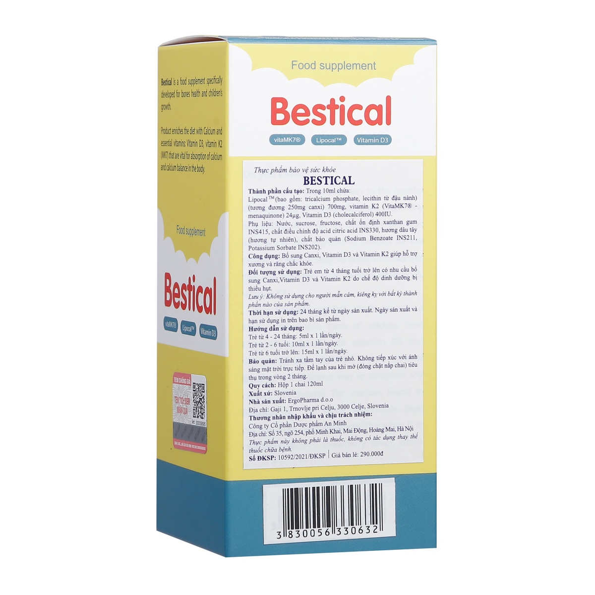 Thực phẩm bảo vệ sức khỏe Canxi Bestical - mặt sau