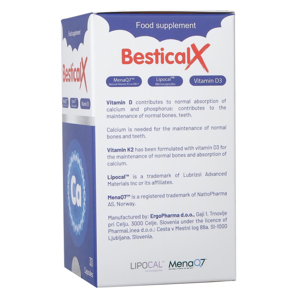 Thực phẩm bảo vệ sức khỏe canxi sinh học Bestical X  - mặt phải