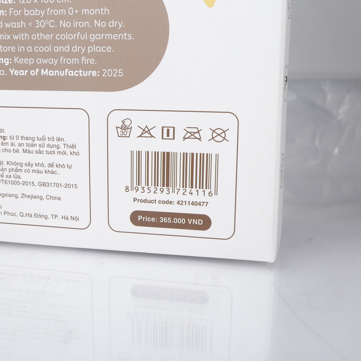 Chăn lưới sợi tre Mamago M-B1 (Xanh) - mặt trái