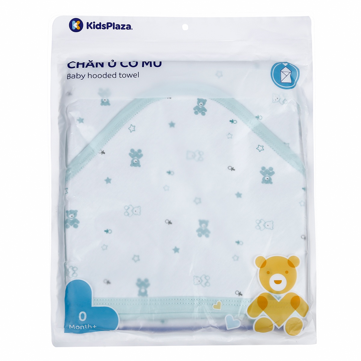 Chăn ủ có mũ in hình họa tiết KidsPlaza 2 lớp BA21 (Xanh Ngọc) - hình 6