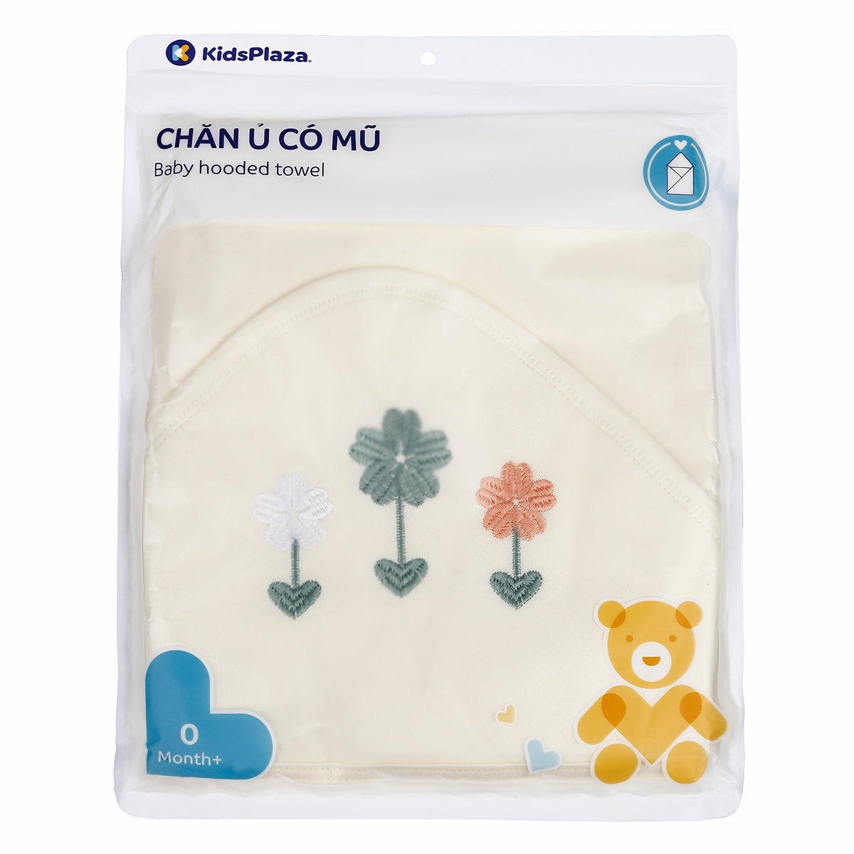 Chăn ủ có mũ thêu hình KidsPlaza 1 lớp BA21 (Vàng) - hình 6