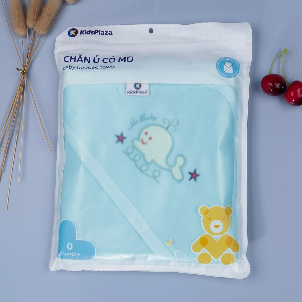 Chăn ủ 2 lớp có mũ thêu KidsPlaza TM21 (Hồng)