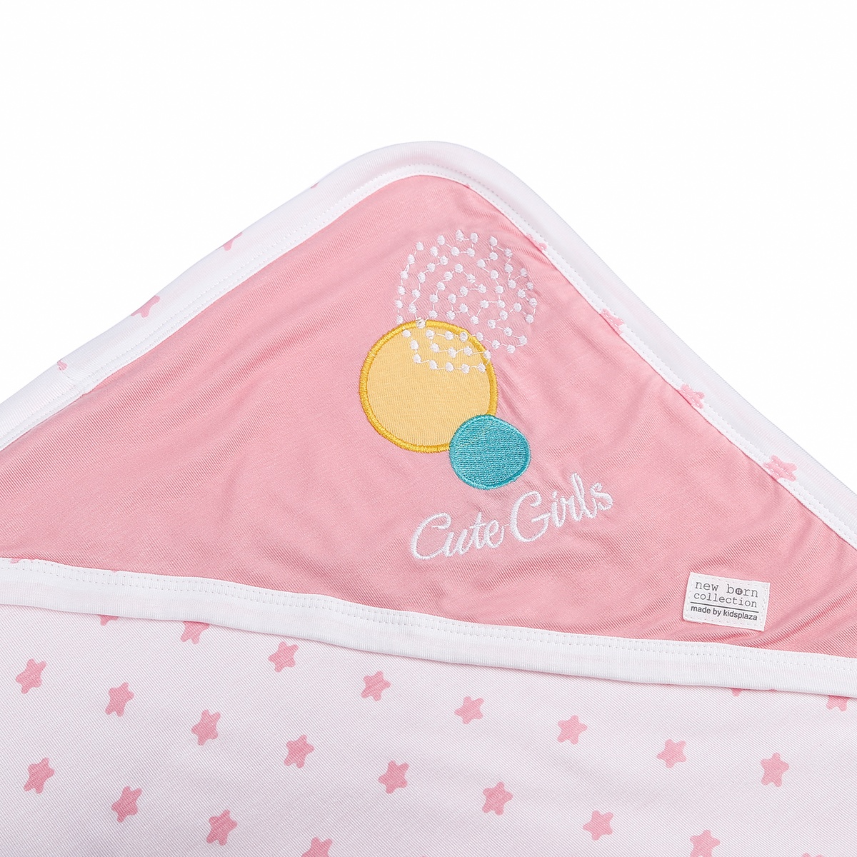 Chăn ủ sơ sinh cho bé gái có mũ Otis in hình sao KidsPlaza ND21H HD - mặt sau