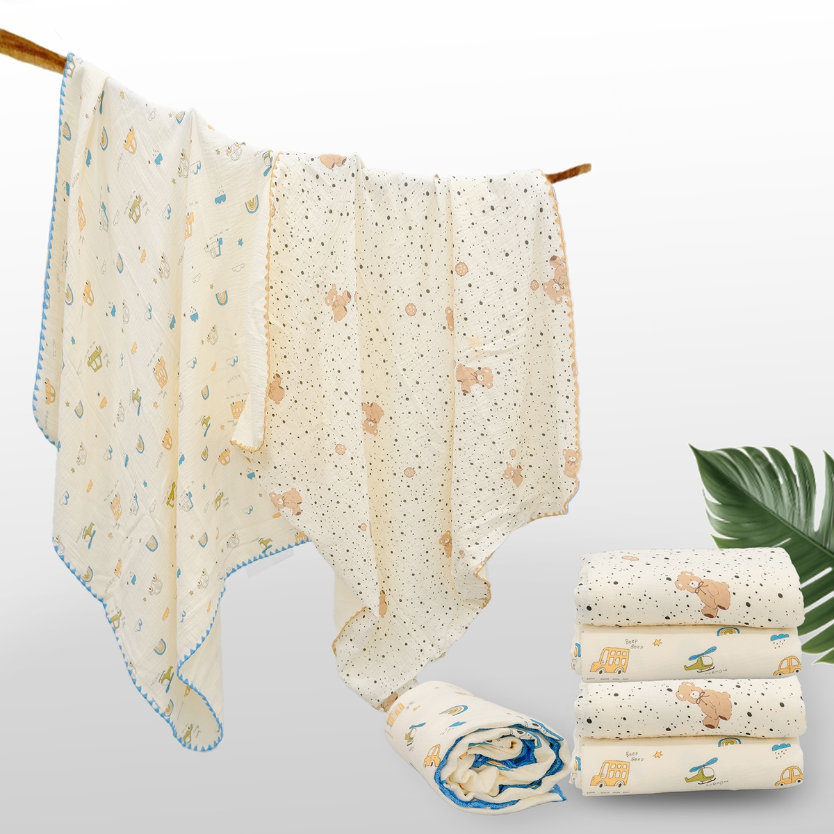 Chăn xô trẻ em Muslin Topkids 4 lớp AC25 (110x110) - góc nghiêng