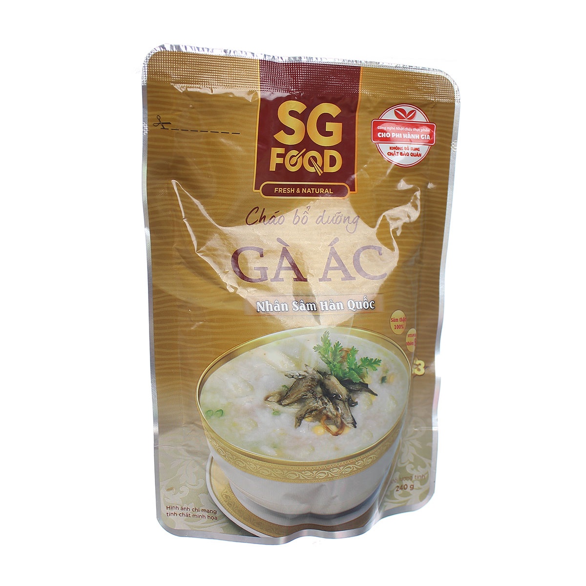 Cháo bổ dưỡng Sài Gòn Food vị gà ác nhân sâm  cho bé 6M+  - mặt trái