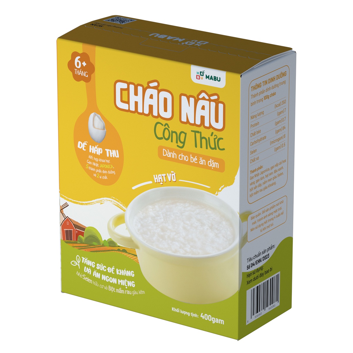 Cháo hạt vỡ ăn dặm Mabu 400g - mặt phải