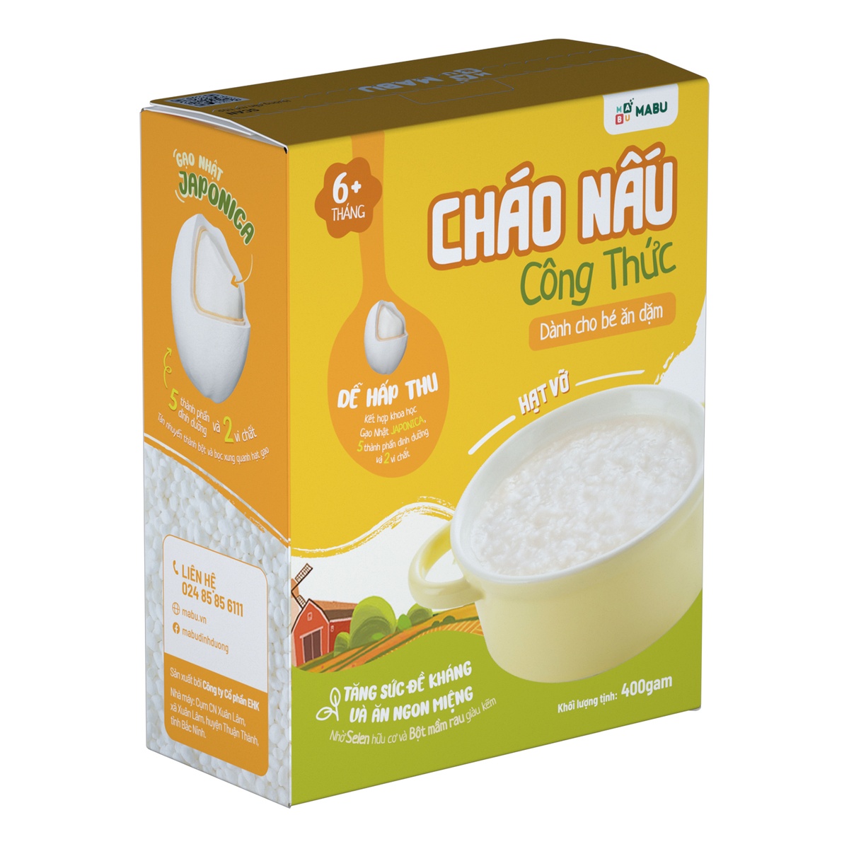 Cháo hạt vỡ ăn dặm Mabu 400g - góc nghiêng
