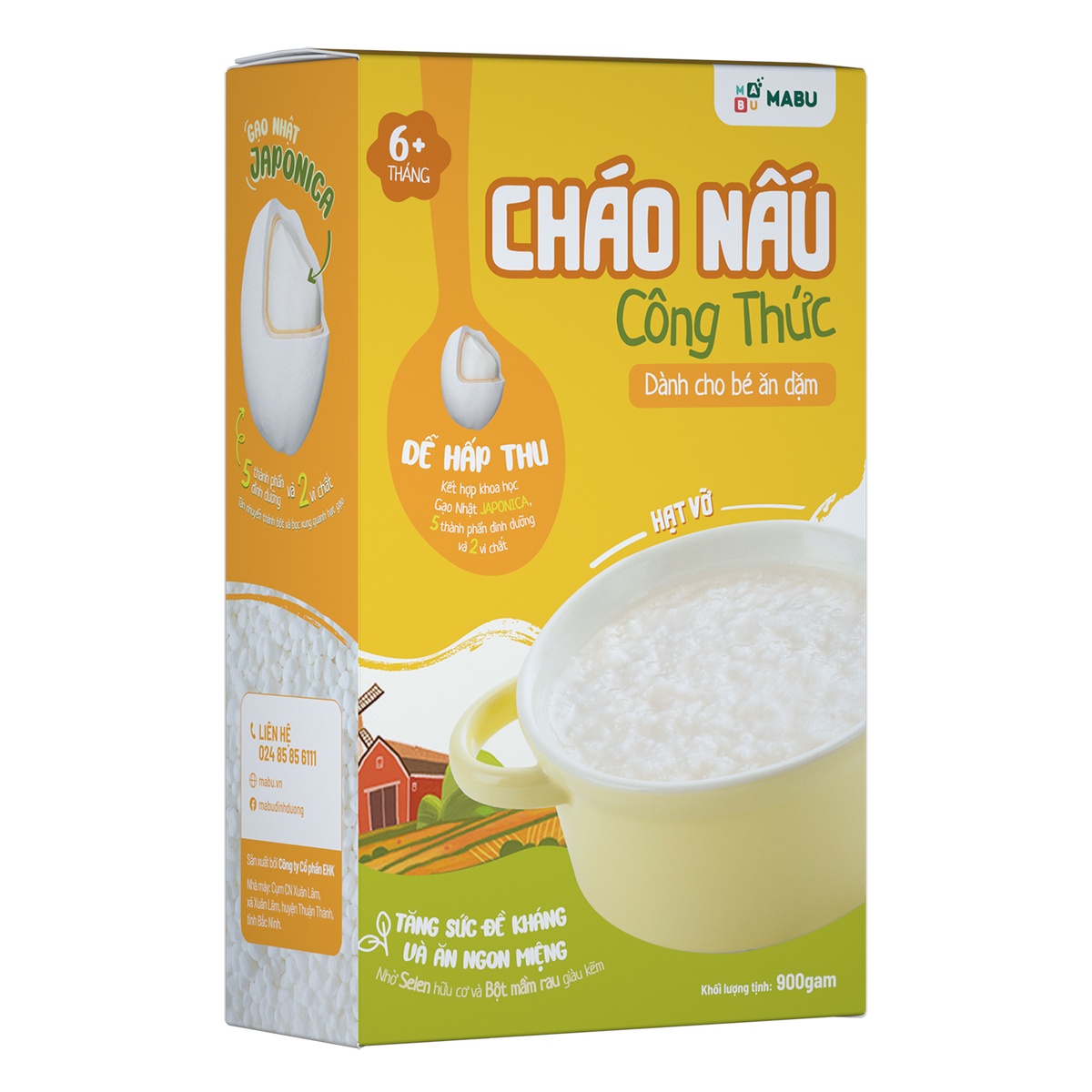 Cháo hạt vỡ ăn dặm Mabu 900g - mặt phải