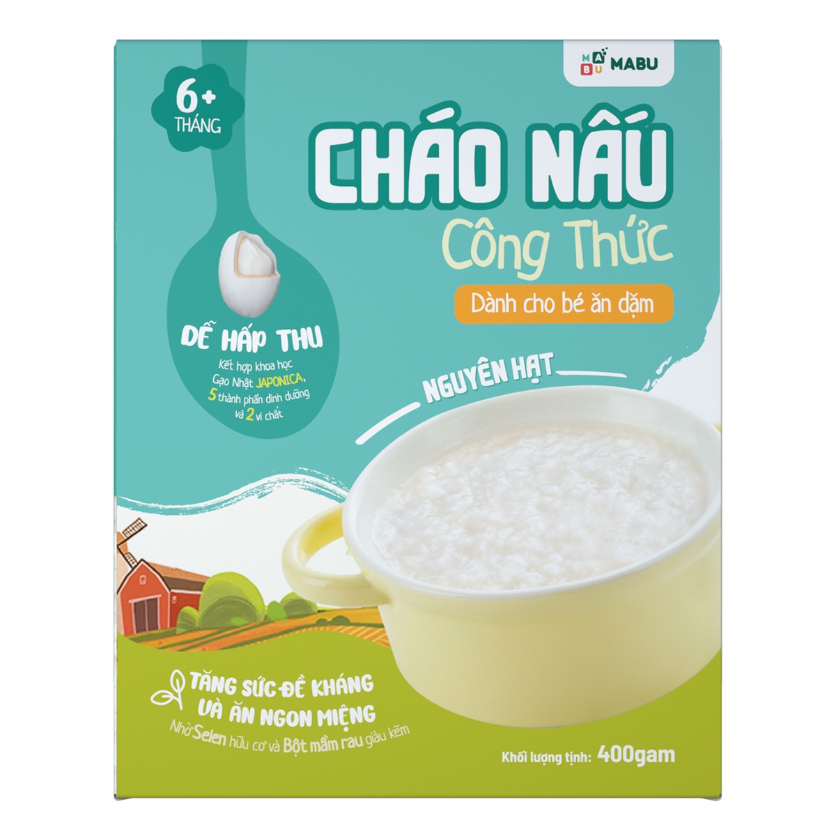Cháo ăn dặm nguyên hạt Mabu 400g - mặt sau