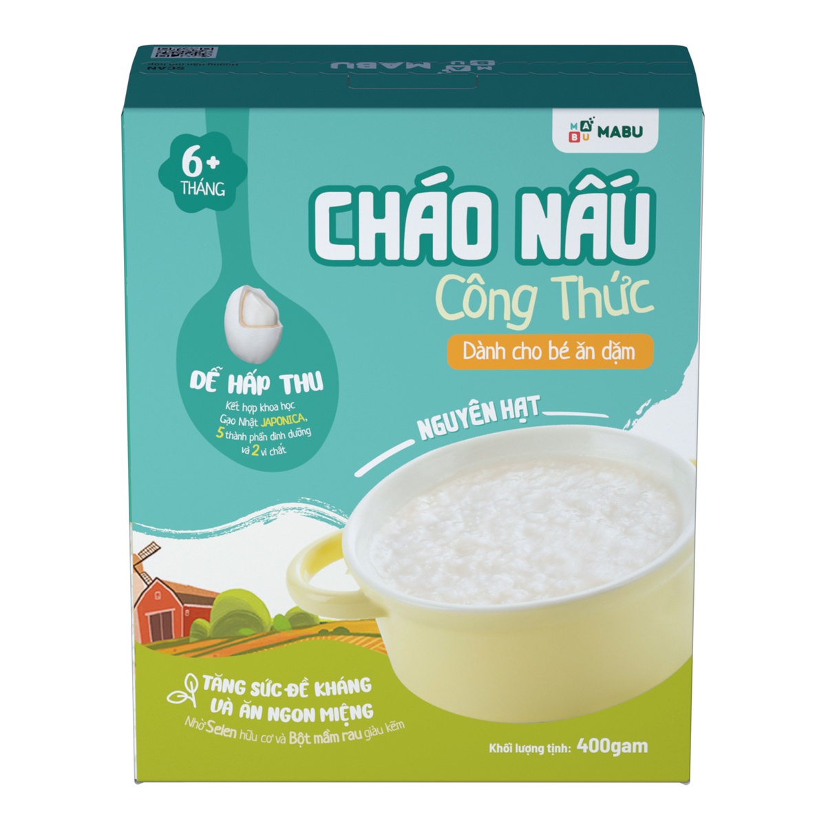 Cháo ăn dặm nguyên hạt Mabu 400g - góc nghiêng