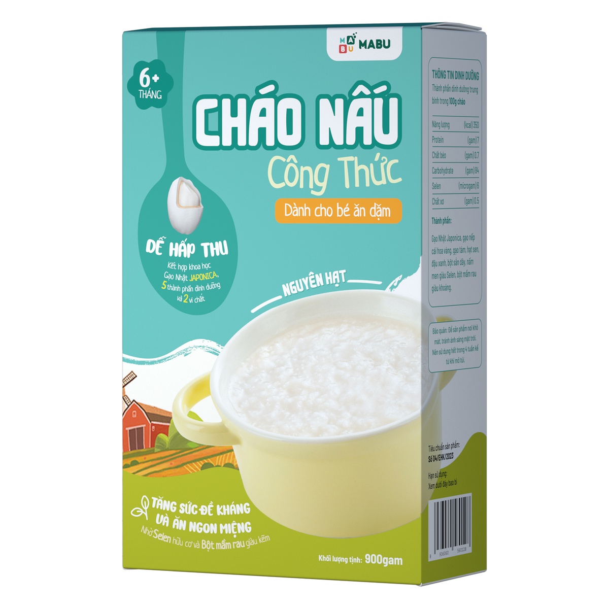 Cháo ăn dặm nguyên hạt Mabu 900g - mặt trái