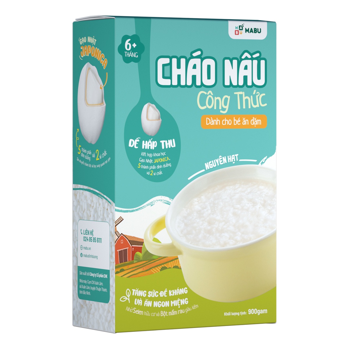 Cháo ăn dặm nguyên hạt Mabu 900g - mặt phải