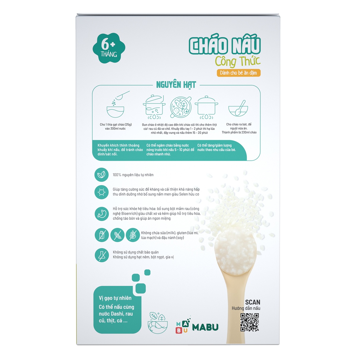 Cháo ăn dặm nguyên hạt Mabu 900g - mặt sau
