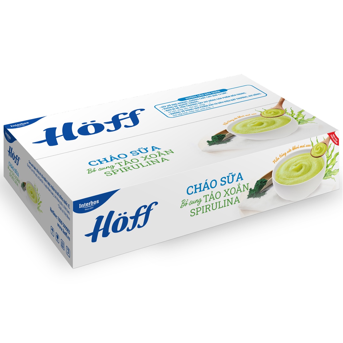 Cháo sữa bổ sung tảo xoắn Spirulina Hoff 6x55g - mặt phải