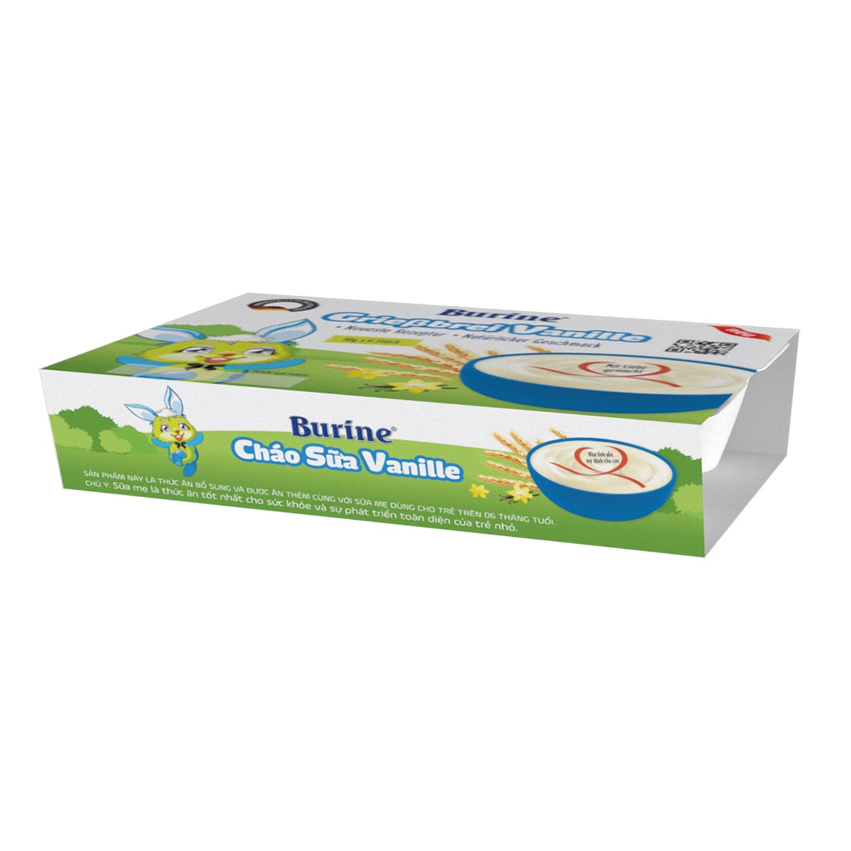 Cháo sữa Burine vị Vani mới 300g cho bé 6M+ - mặt trái