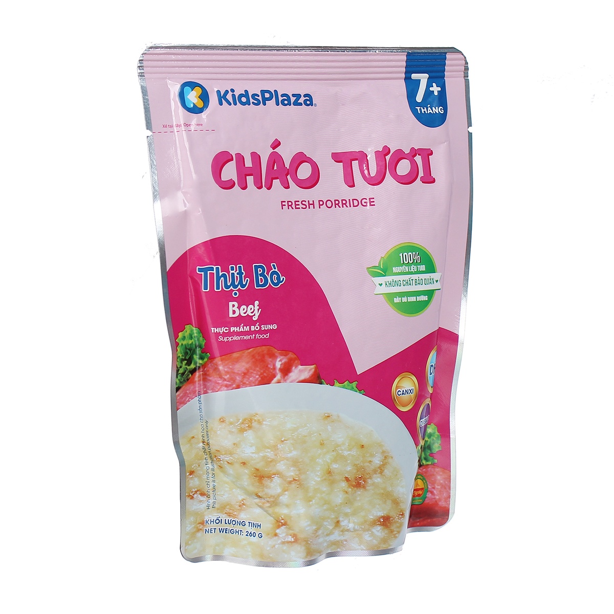 Cháo tươi Kidsplaza vị thịt bò 260g cho bé 7M+ - mặt phải