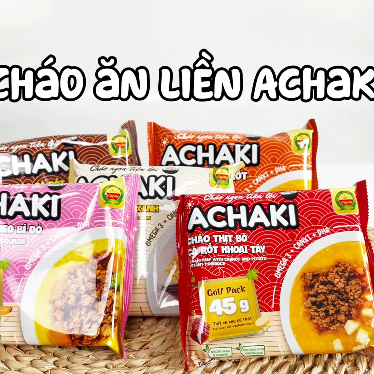 Cháo ăn liền Achaki gà ác đậu xanh cho bé 1Y+ (105g) - video