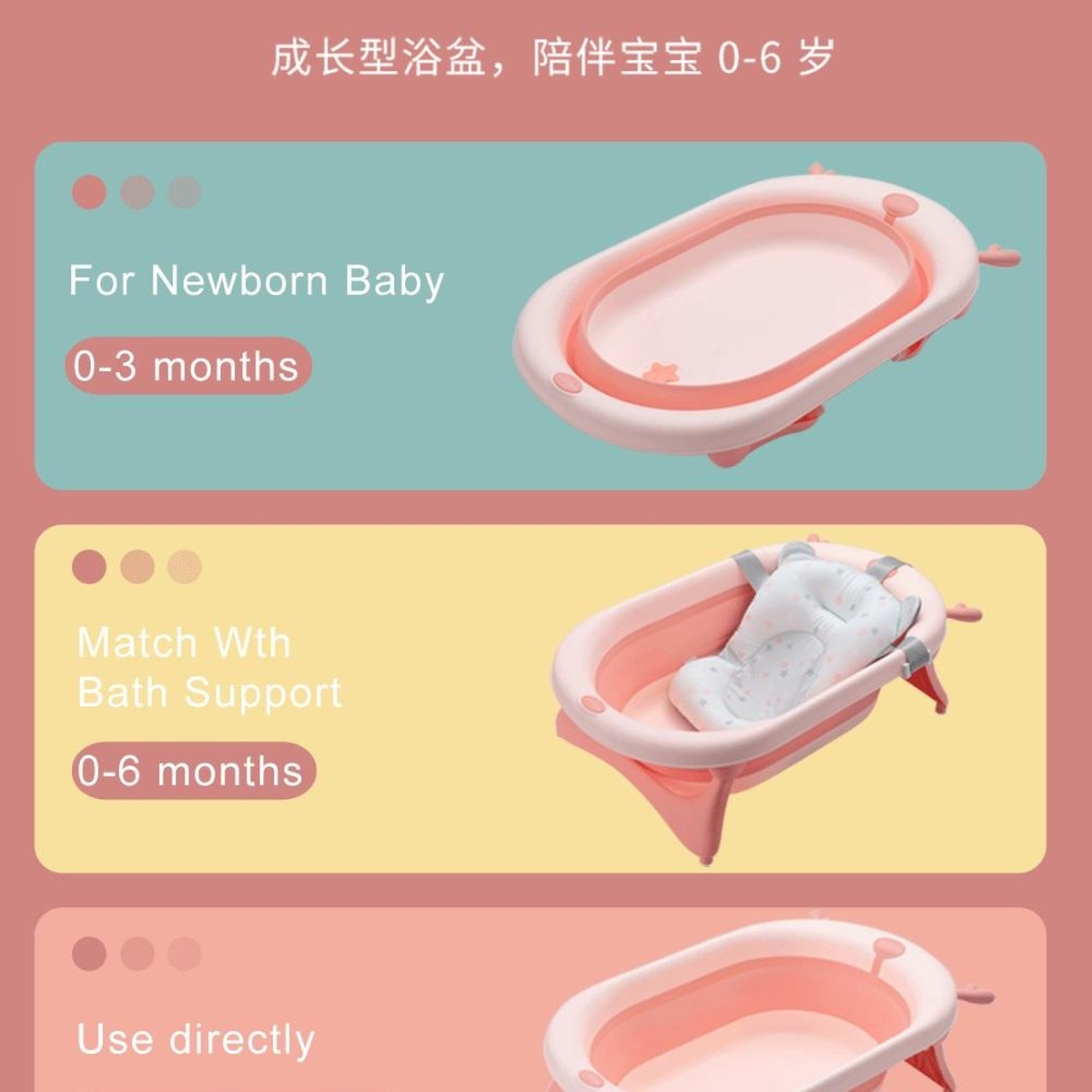 Chậu tắm cho bé Kidsplaza cảm biến gấp gọn 6009 (Hồng pastel) - hình 11