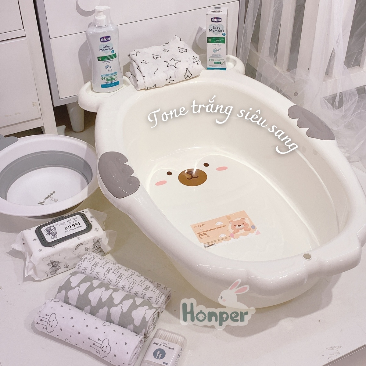 Chậu tắm cho bé Honper hình gấu HP131 (Màu ngẫu nhiên) - mặt trái