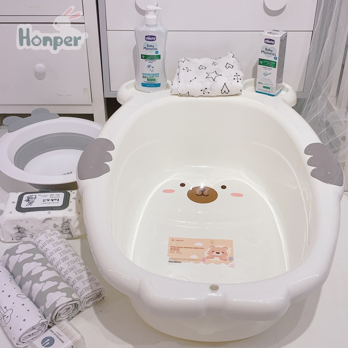 Chậu tắm cho bé Honper hình gấu HP131 (Màu ngẫu nhiên) - mặt sau