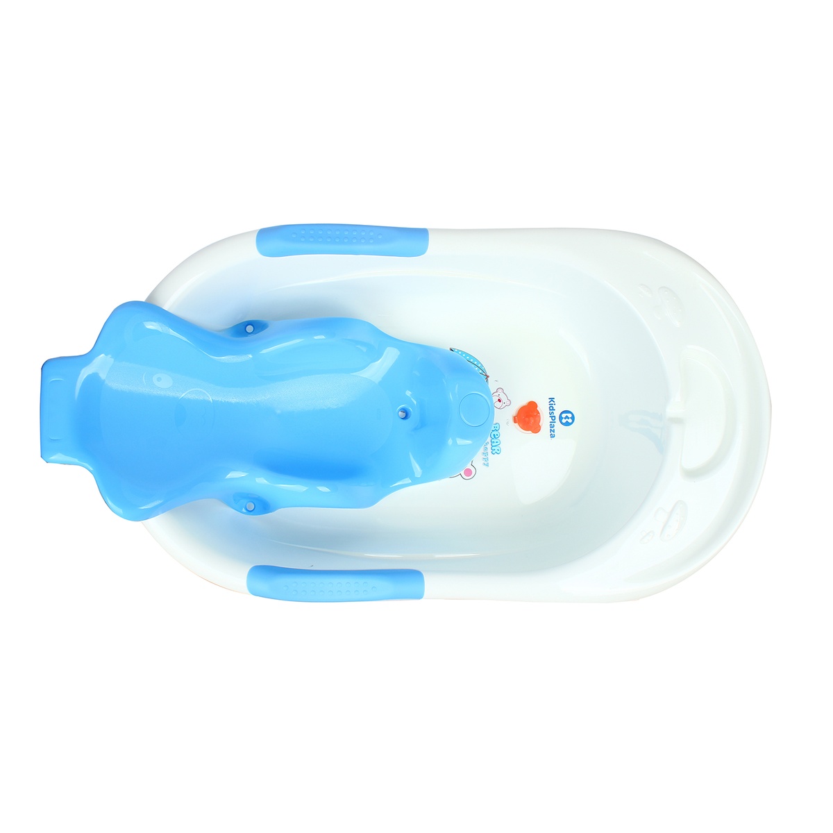 Chậu tắm kèm ghế gội đầu Kidsplaza BBT026 (Trắng - Xanh) - mặt phải