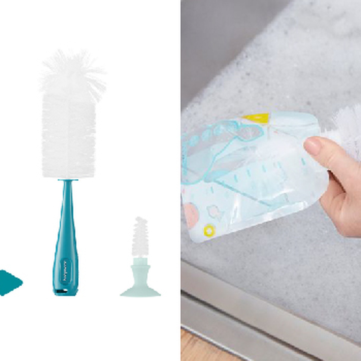 Chổi cọ bình sữa & núm ti Babymoov 16596 (Xanh Ngọc) - mặt phải