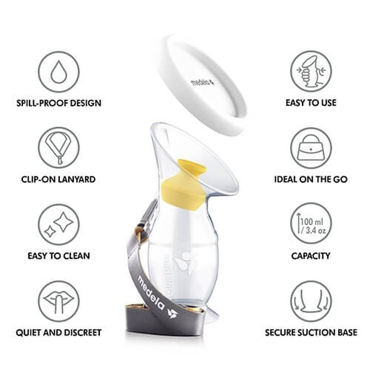 Cốc hứng sữa Silicon Medela 100ml - mặt trái