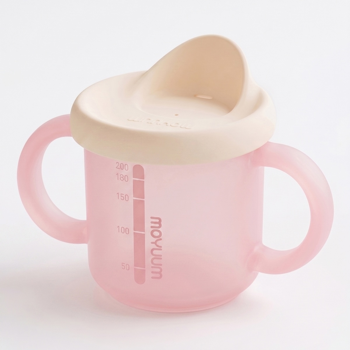 Cốc tập uống silicone Moyuum 3 giai đoạn (Hồng) - mặt phải