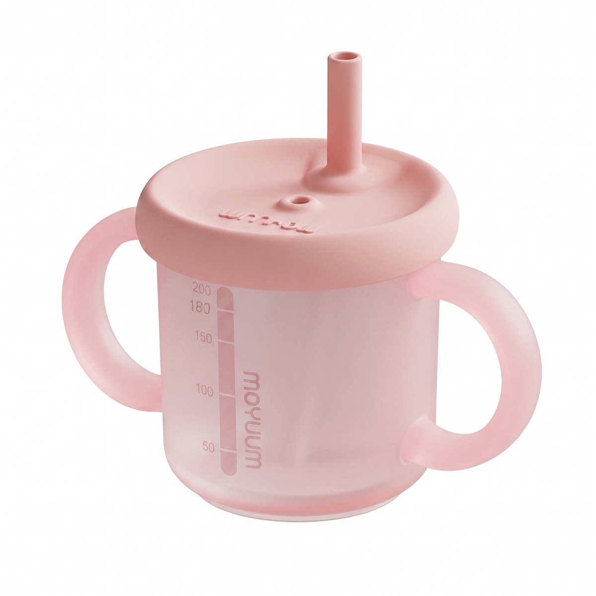 Cốc tập uống silicone Moyuum 3 giai đoạn (Hồng) - mặt trái