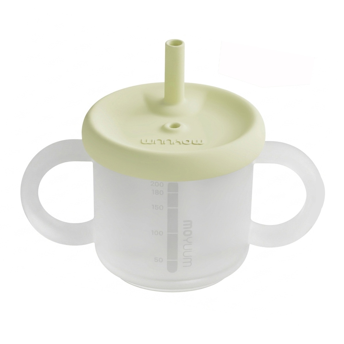 Cốc tập uống silicone Moyuum 3 giai đoạn (Trắng xanh) - mặt trái
