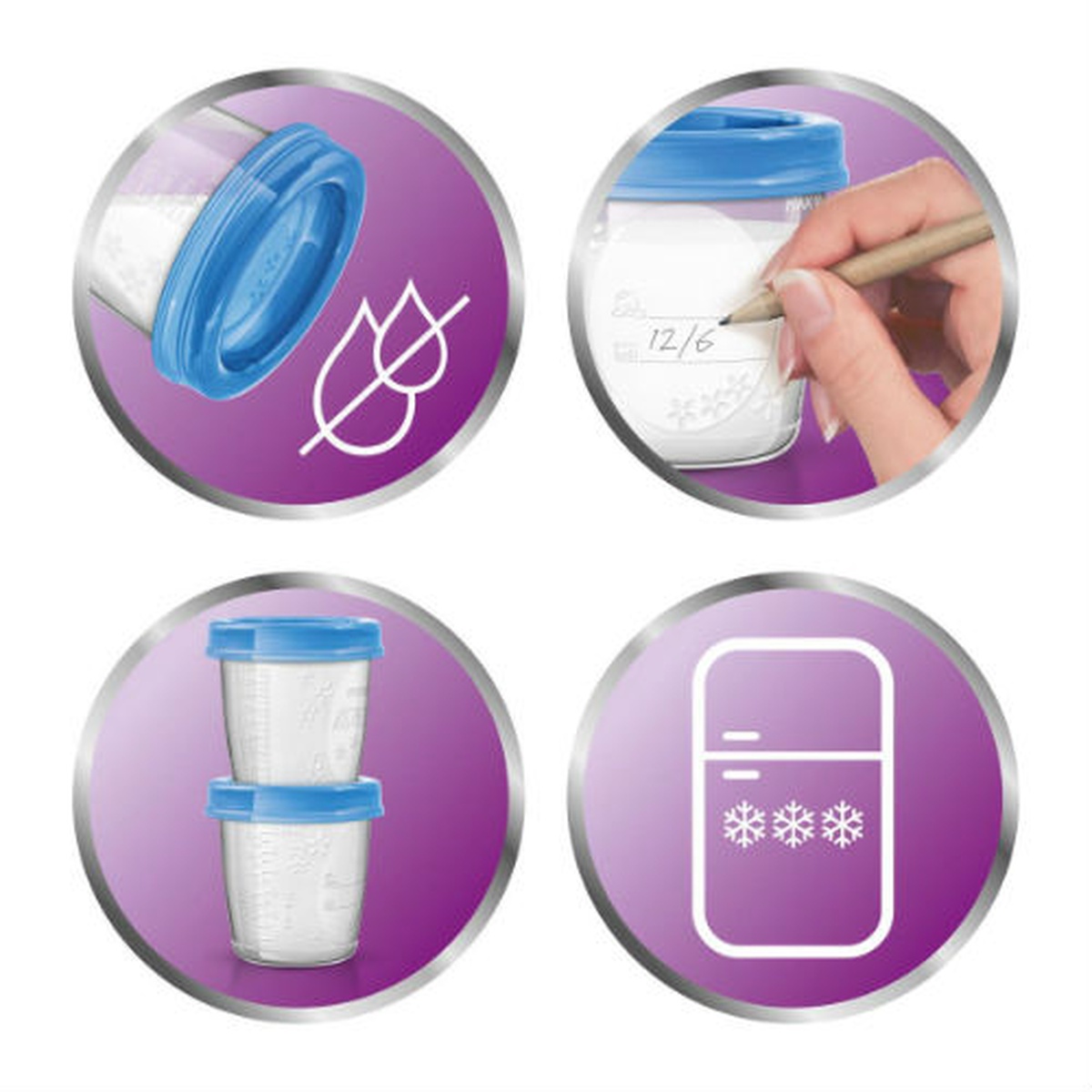 Cốc trữ sữa VIA Philips Avent SCF618/10   - mặt phải