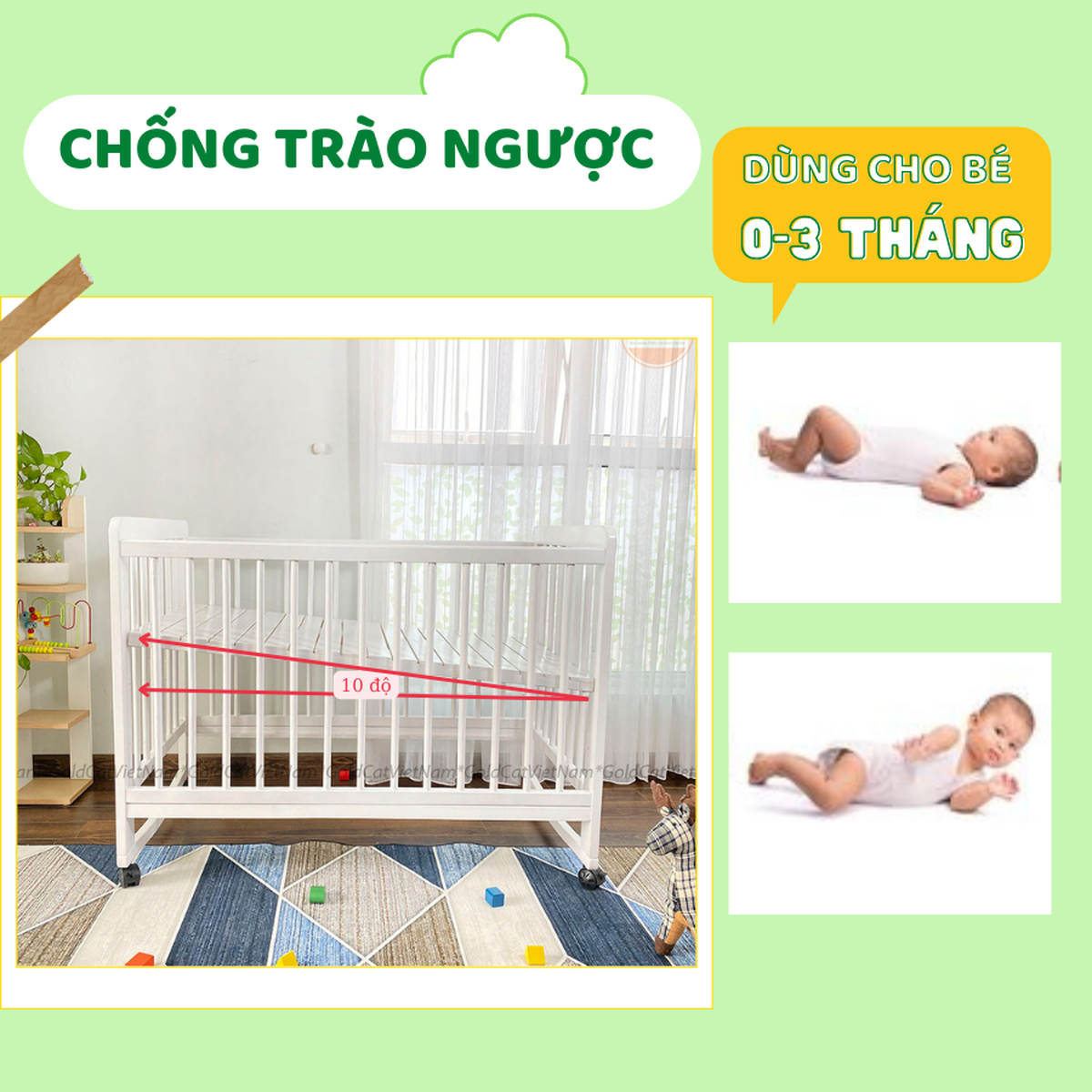 Nôi cũi GoldCat đa năng 4 in1 C4 (Trắng) - hình 16