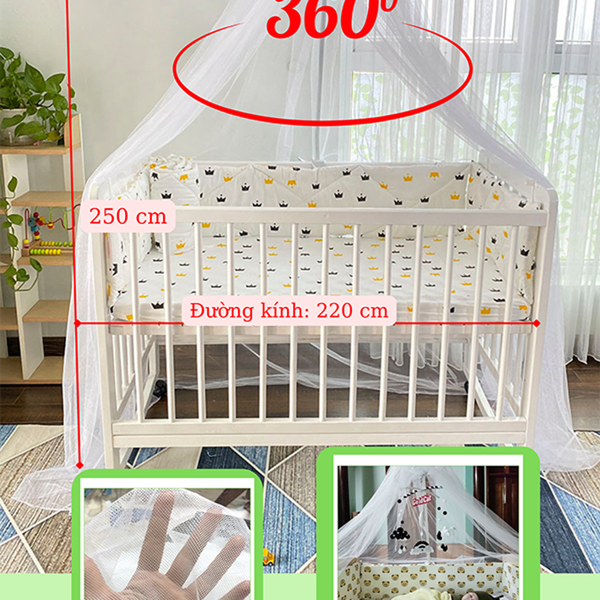 Nôi cũi GoldCat đa năng 4 in1 C4 (Trắng) - hình 19