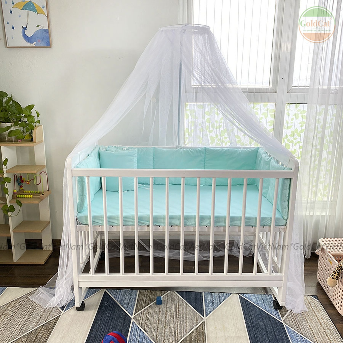 Nôi cũi GoldCat đa năng 4 in1 C4 (Trắng) - hình 9
