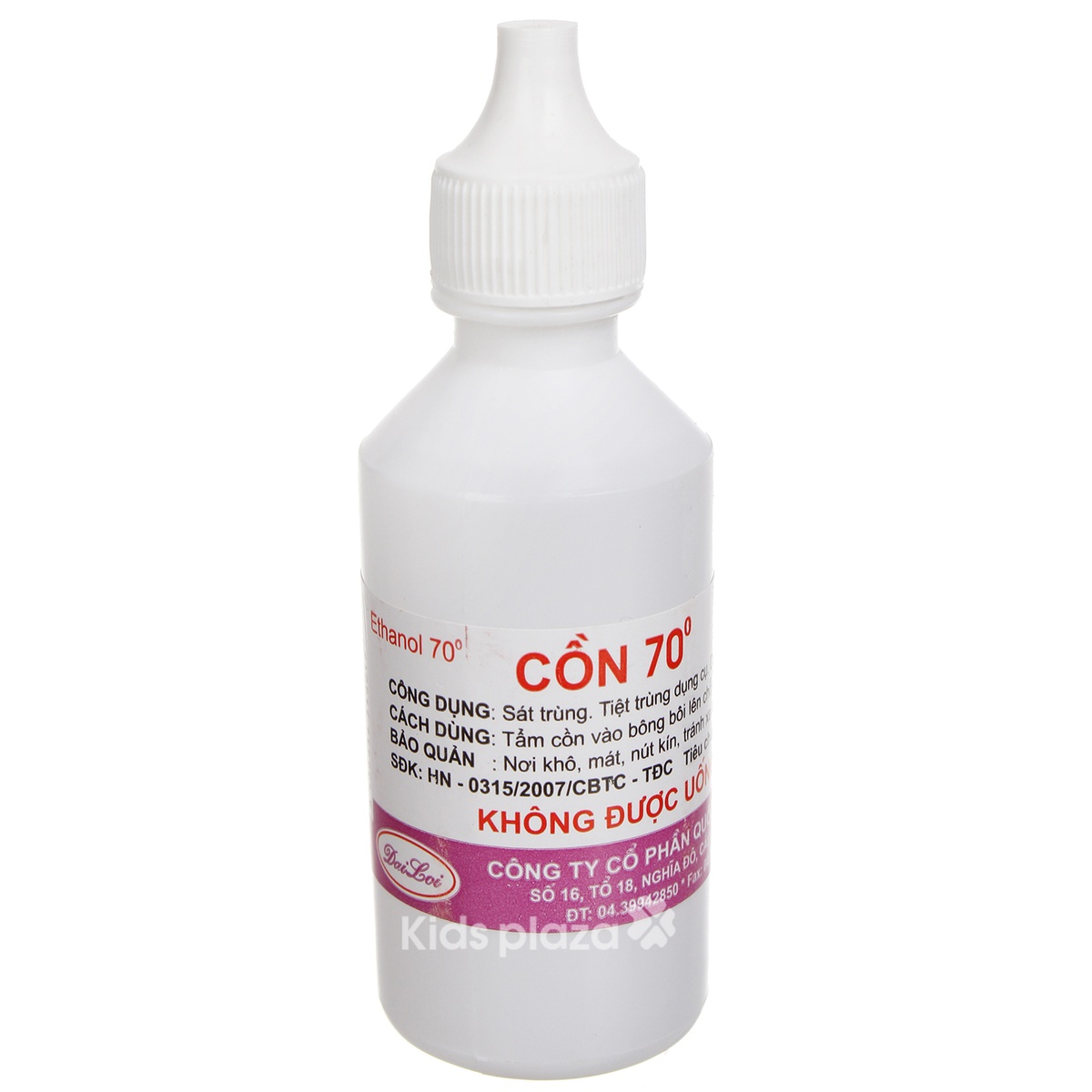 Cồn sát trùng ngoài da 70 độ - mặt trái