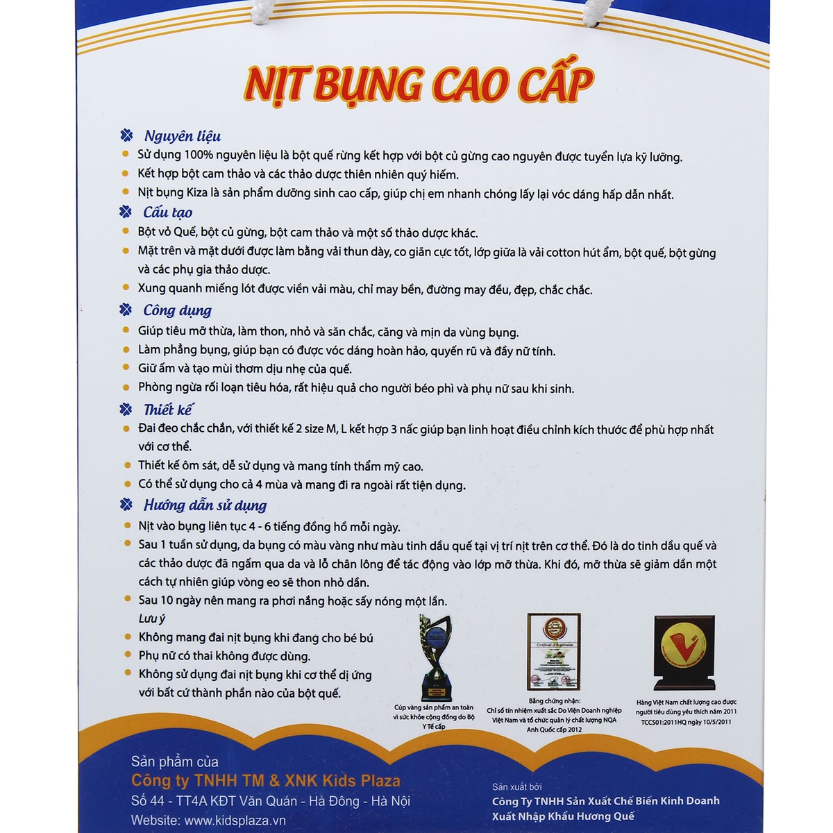 Đai nịt bụng hương quế cao cấp Kiza  - góc nghiêng