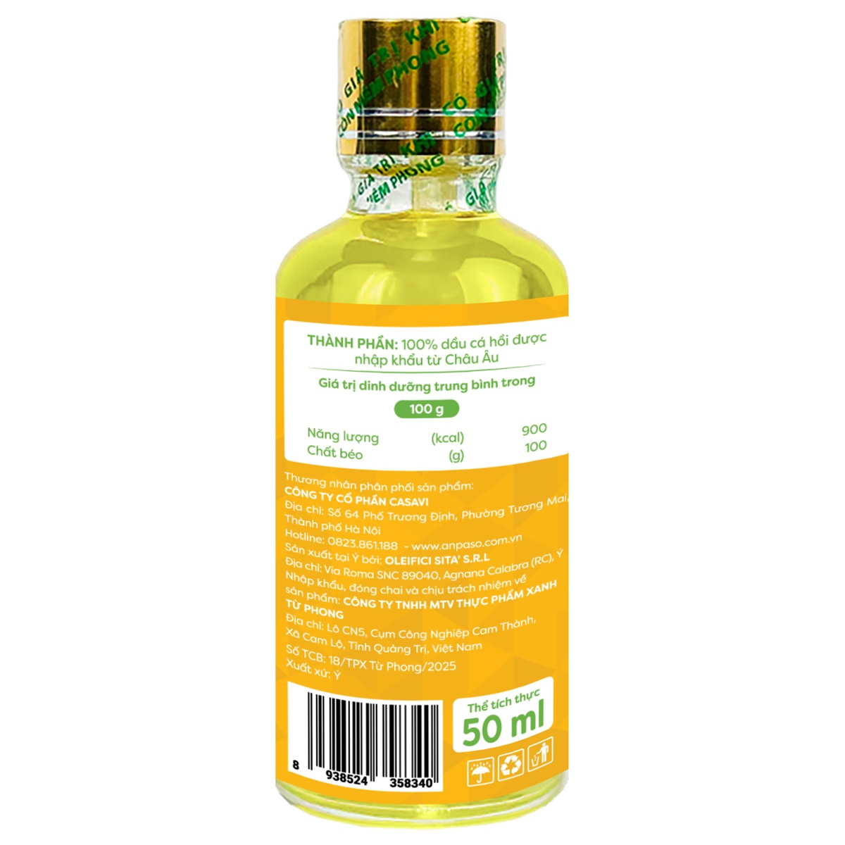 Dầu ăn dặm cá hồi Anpaso 50ml - mặt trái