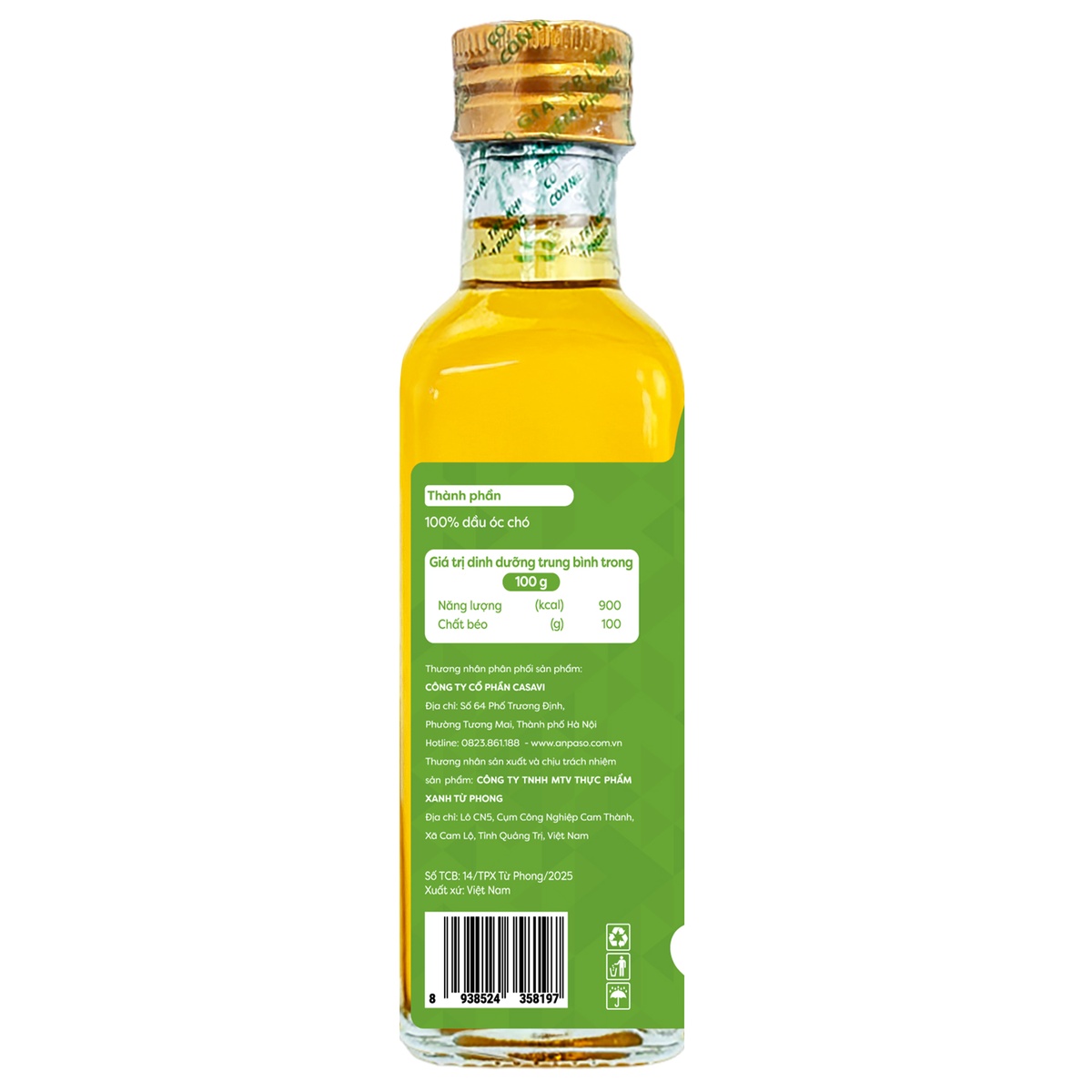 Dầu ăn dặm óc chó Anpaso 100ml - mặt trái
