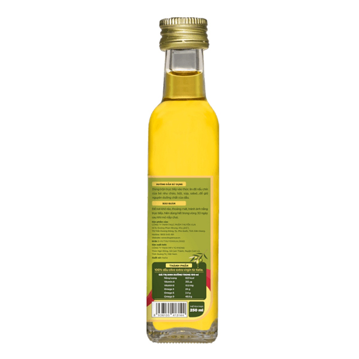 Dầu ăn dặm Olive Thuyền Xưa cho bé 250ml (6M+)  - mặt phải