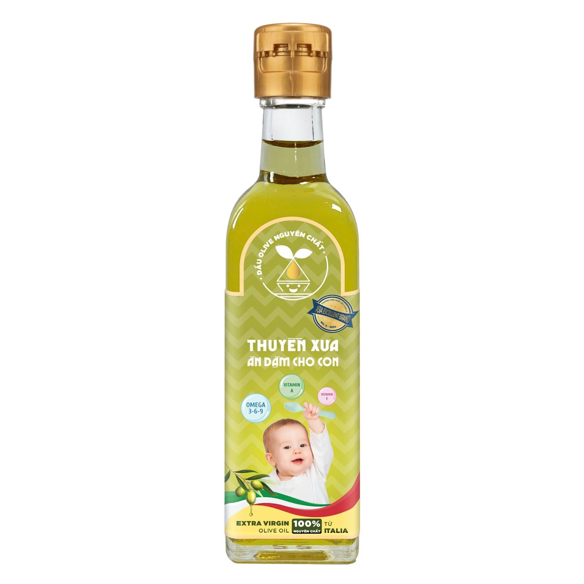 Dầu ăn dặm Olive Thuyền Xưa cho bé 65ml (6M+)  - mặt trái