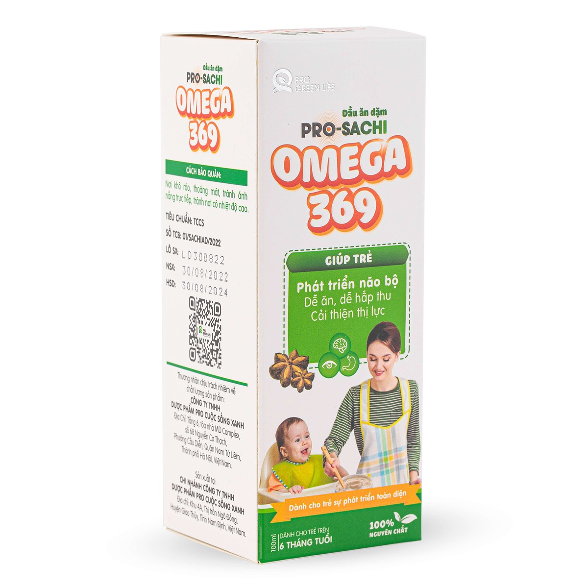 Dầu ăn dặm Pro-Sachi Omega 3.6.9 100ml - mặt phải