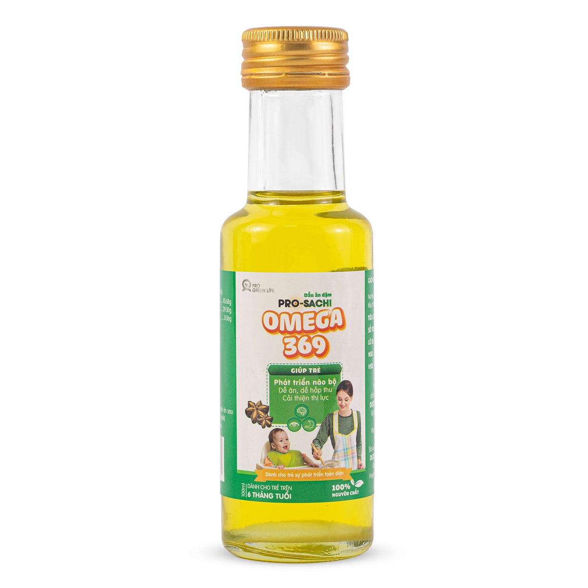 Dầu ăn dặm Pro-Sachi Omega 3.6.9 100ml - mặt sau
