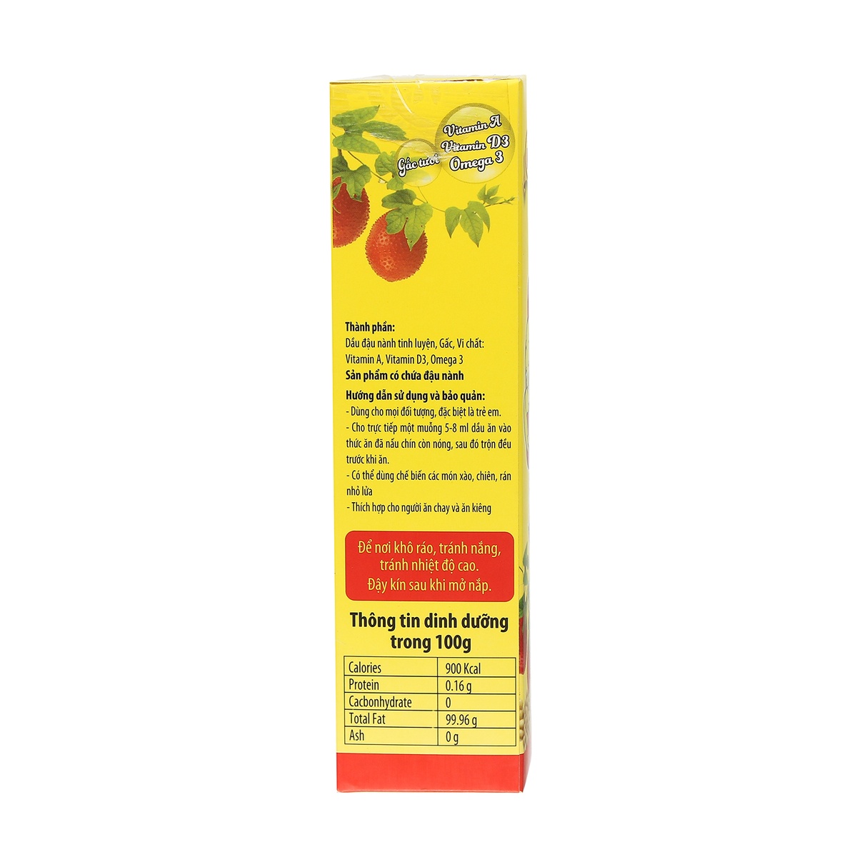 Dầu ăn dinh dưỡng Ngư Nhi 150ml - mặt sau