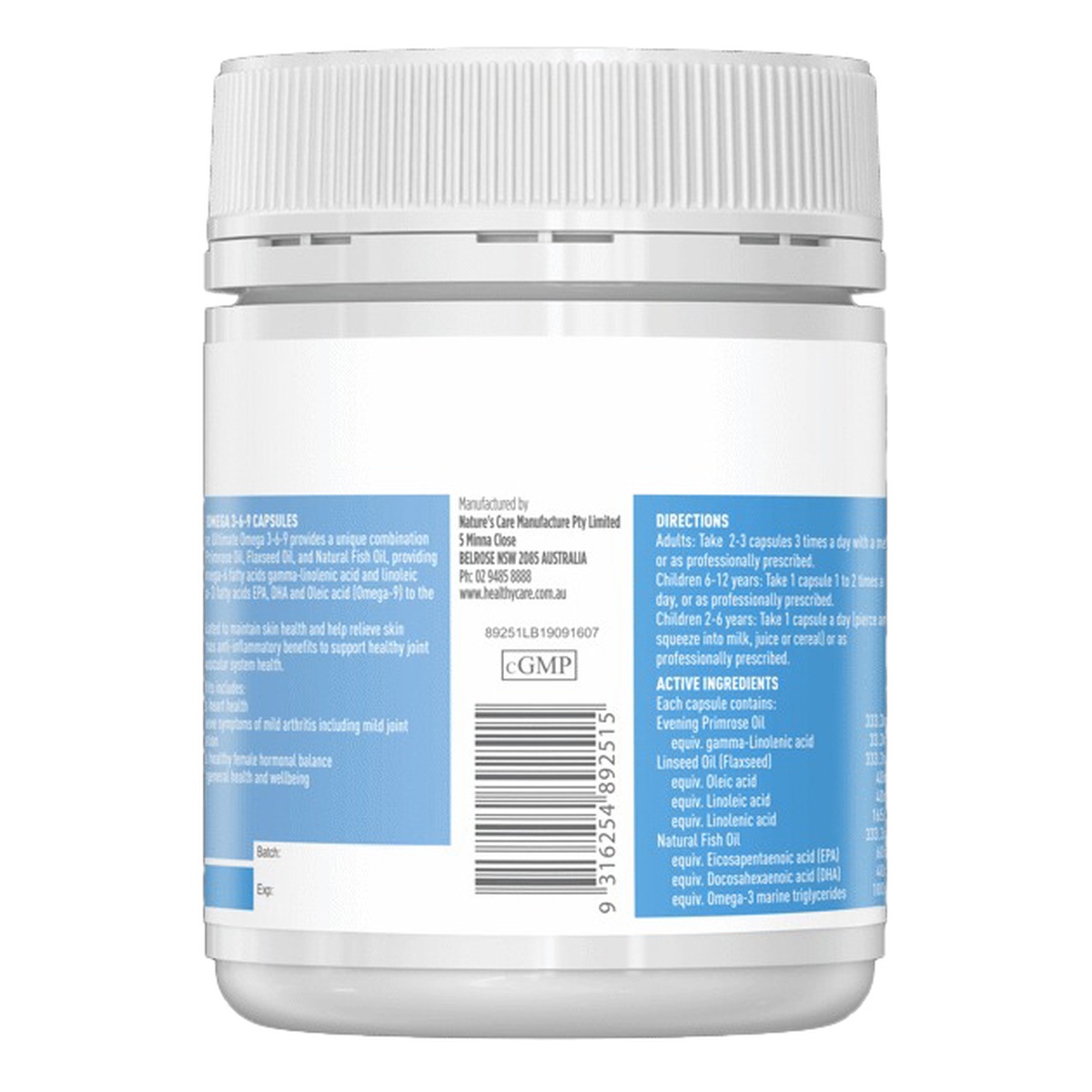 Dầu cá Omega 3-6-9 Healthy Care Ultimate 2y+ - mặt phải