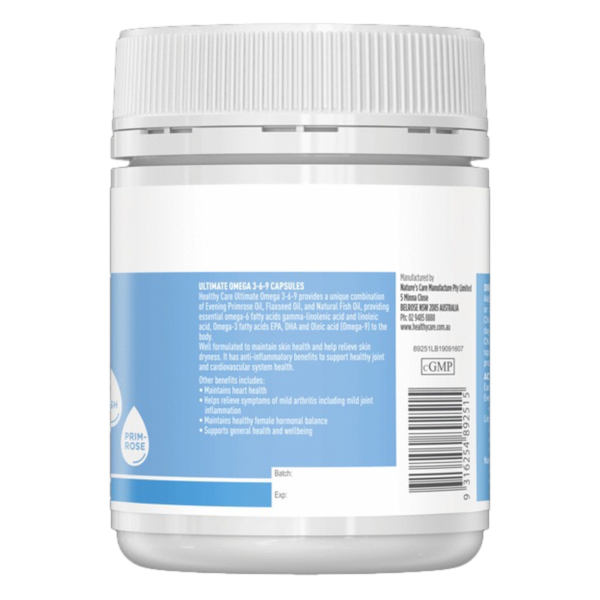 Dầu cá Omega 3-6-9 Healthy Care Ultimate 2y+ - mặt sau