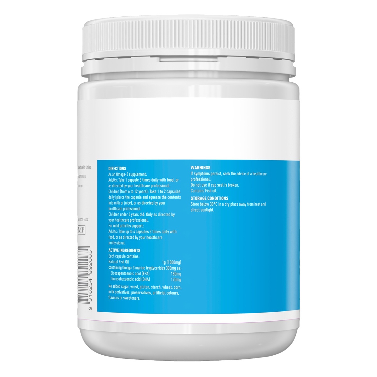 Dầu cá Omega3 Healthy Care 1000mg 6+ ( 400v) - mặt trái